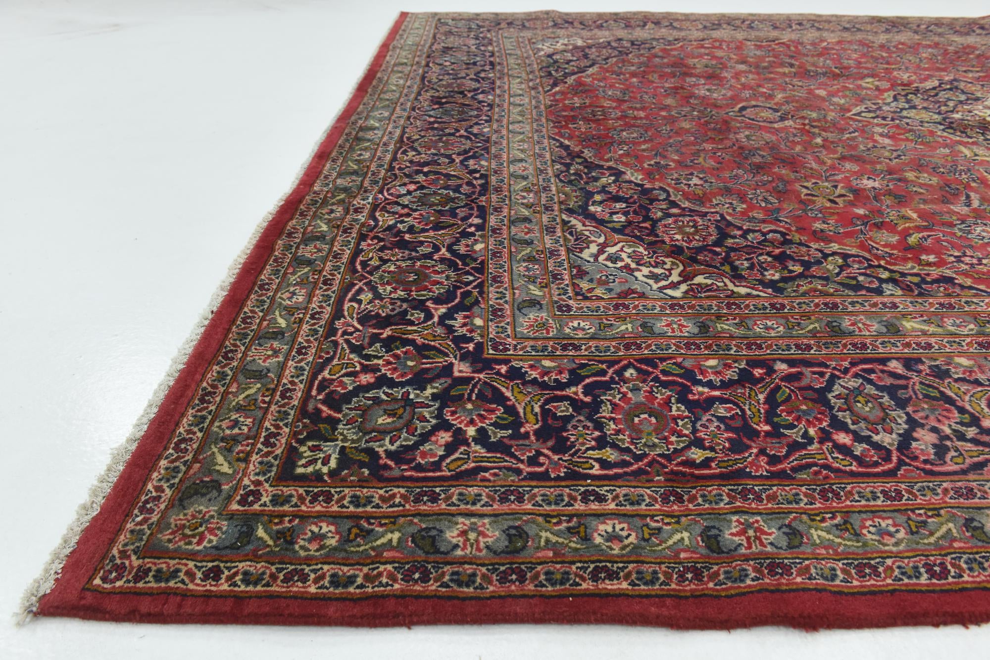9' 6 x 12' 6 Hand Knotted Mashad Persian Wool Rug