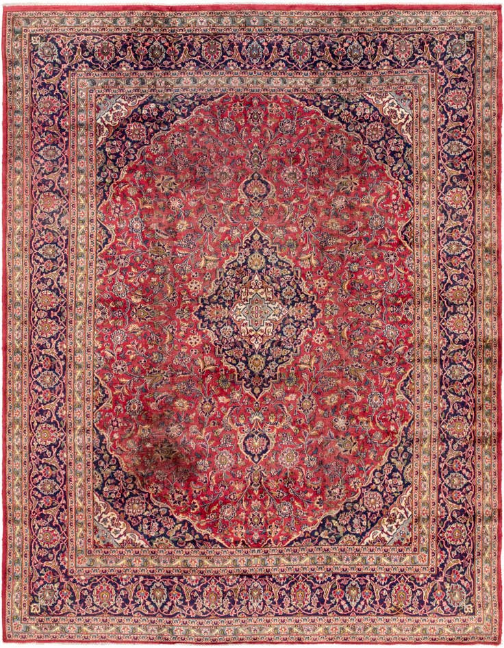 Detail image of 9' 6 x 12' 6 Hand Knotted Mashad Persian Wool Rug