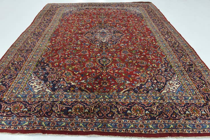Detail image of 9' 10 x 12' 8 Hand Knotted Mashad Persian Wool Rug