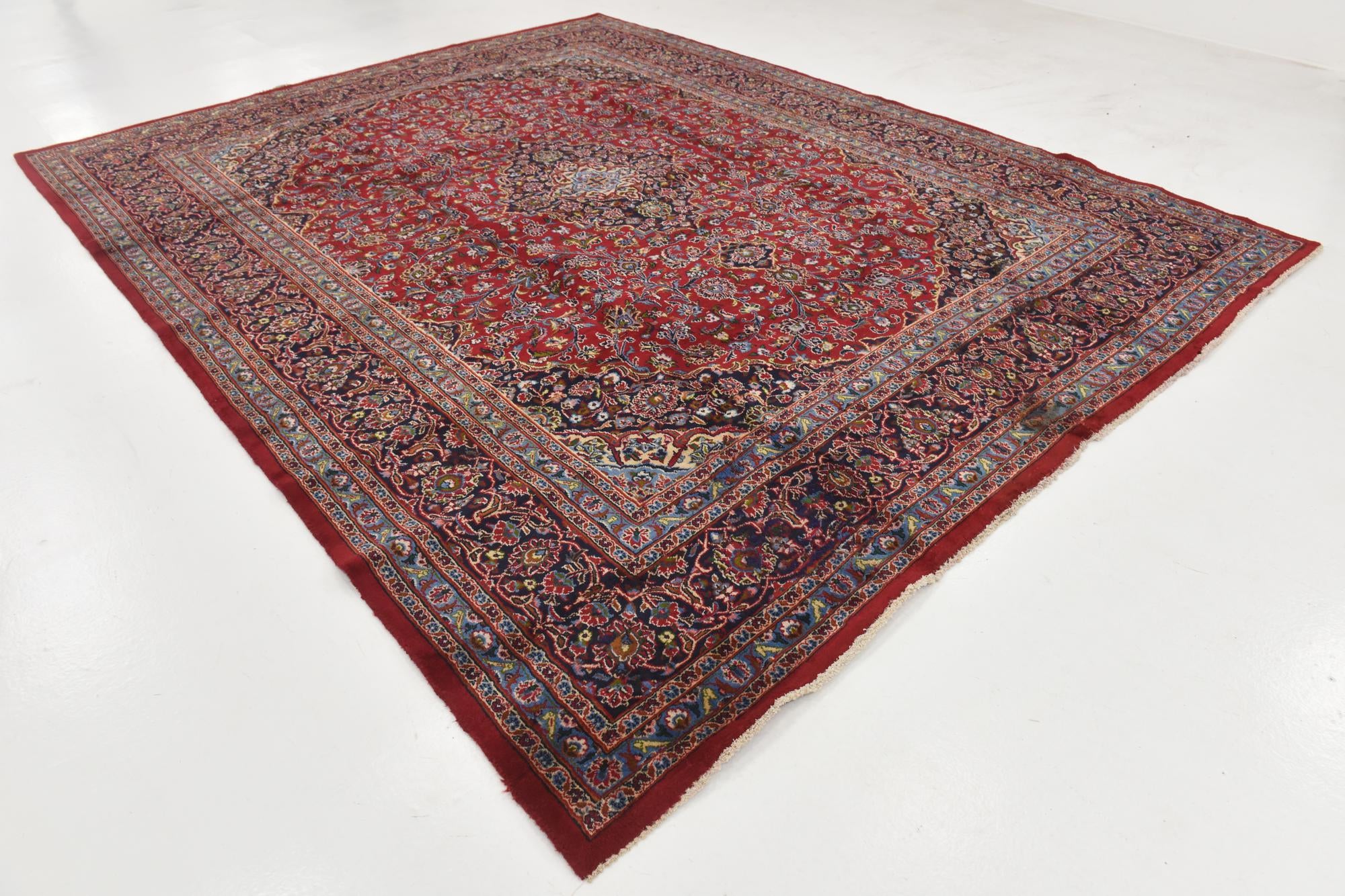 9' 10 x 12' 7 Hand Knotted Mashad Persian Wool Rug