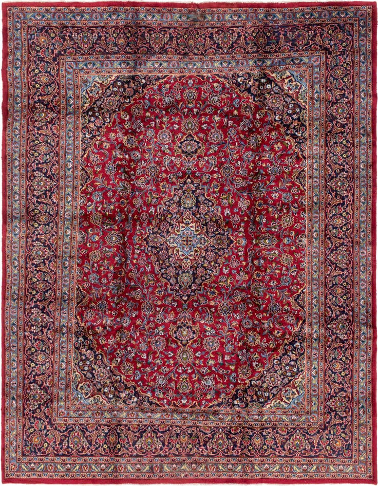 Detail image of 9' 10 x 12' 7 Hand Knotted Mashad Persian Wool Rug