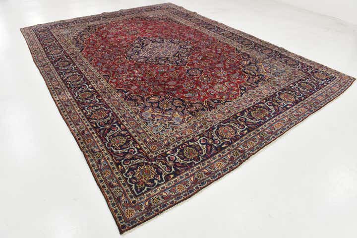 9' 3 x 12' 5 Hand Knotted Mashad Persian Wool Rug