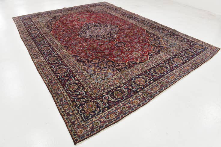 Detail image of 9' 3 x 12' 5 Hand Knotted Mashad Persian Wool Rug