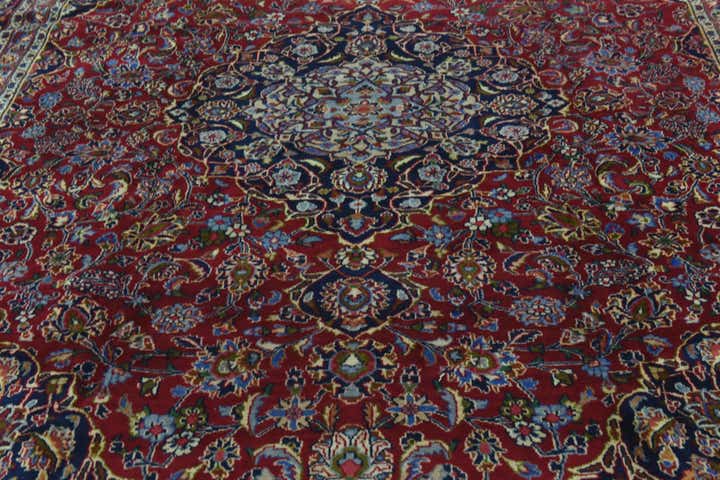 9' 3 x 12' 5 Hand Knotted Mashad Persian Wool Rug