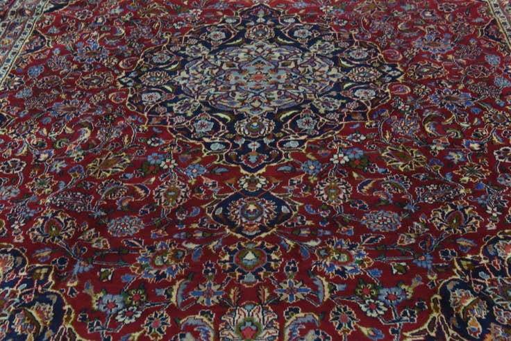 Detail image of 9' 3 x 12' 5 Hand Knotted Mashad Persian Wool Rug