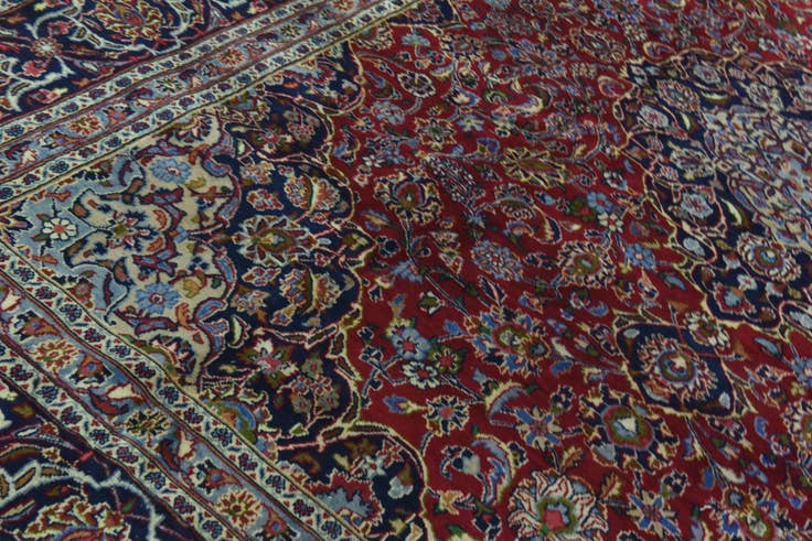 Detail image of 9' 3 x 12' 5 Hand Knotted Mashad Persian Wool Rug