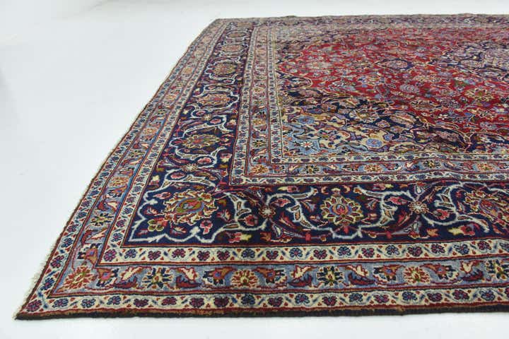 9' 3 x 12' 5 Hand Knotted Mashad Persian Wool Rug