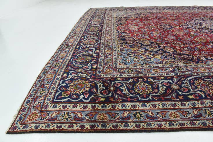 Detail image of 9' 3 x 12' 5 Hand Knotted Mashad Persian Wool Rug