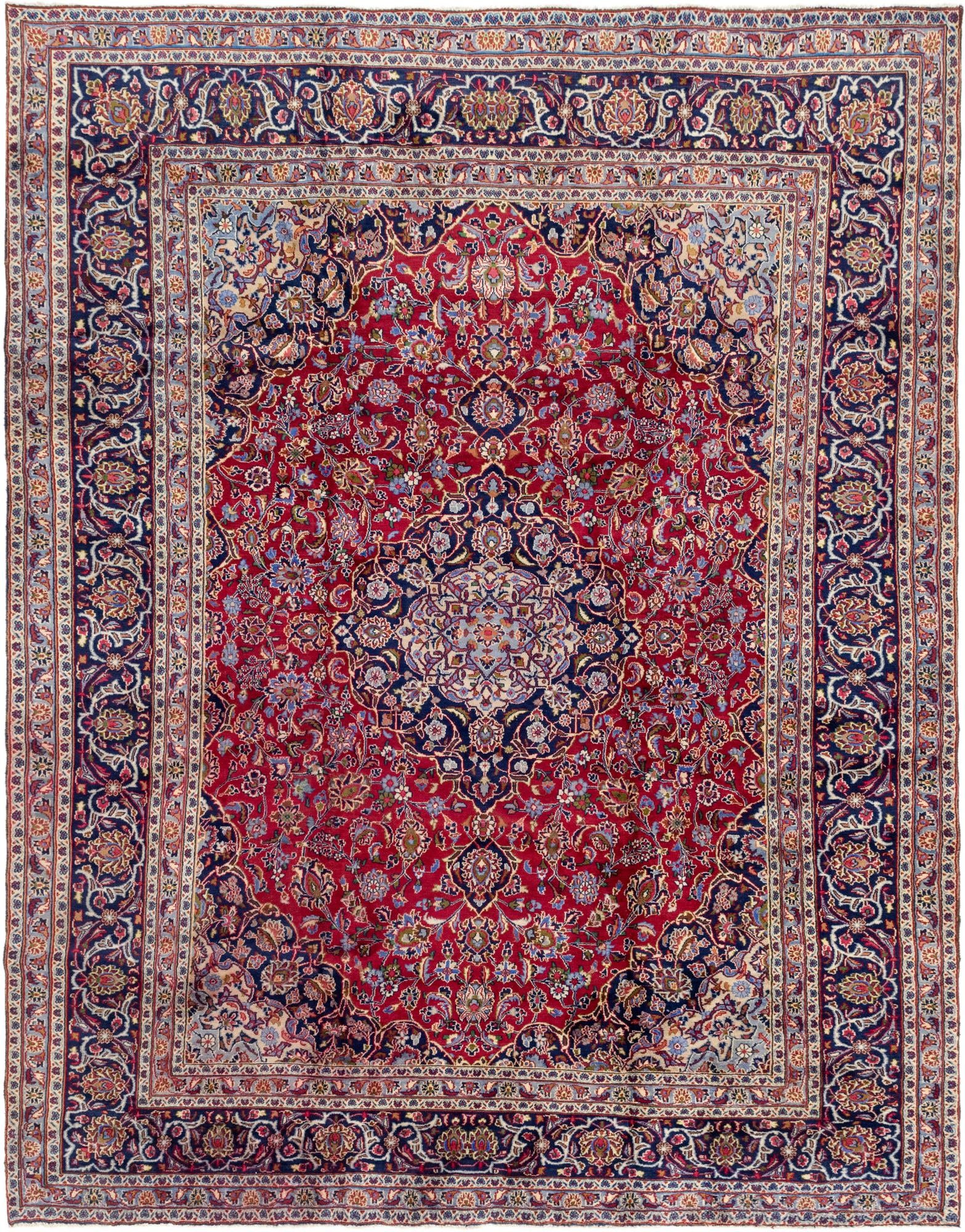 9' 3 x 12' 5 Hand Knotted Mashad Persian Wool Rug