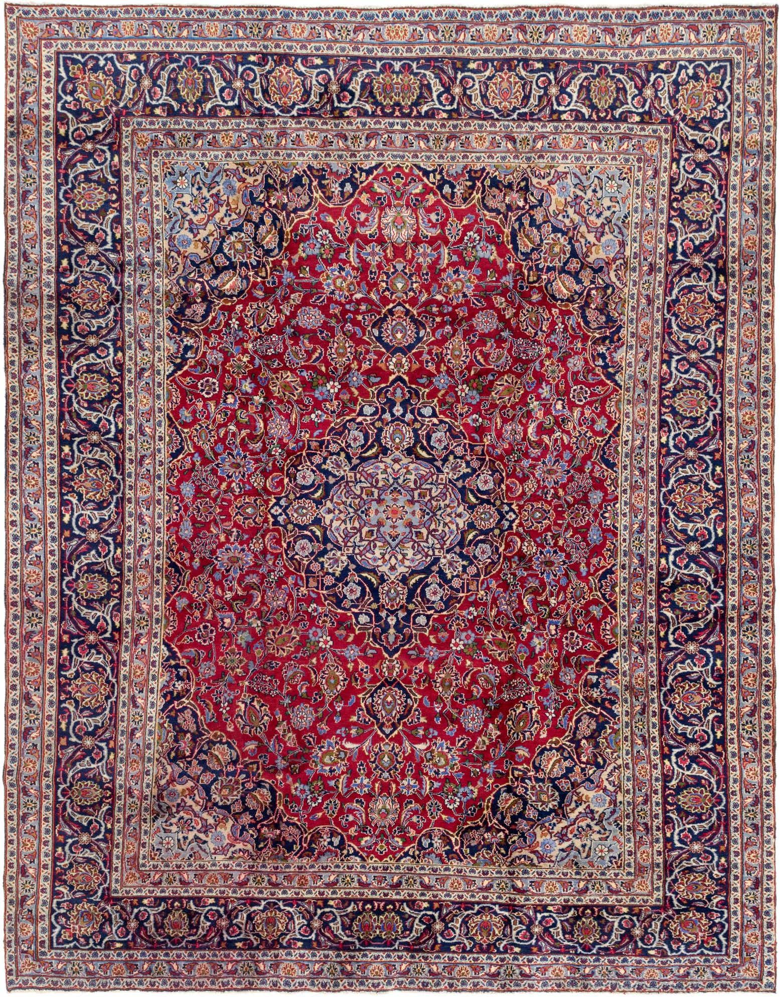 9' 3 x 12' 5 Hand Knotted Mashad Persian Wool Rug