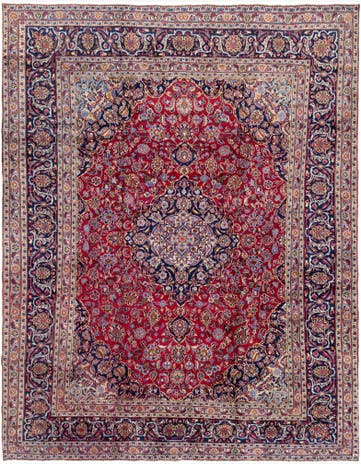 9' 3 x 12' 5 Hand Knotted Mashad Persian Wool Rug
