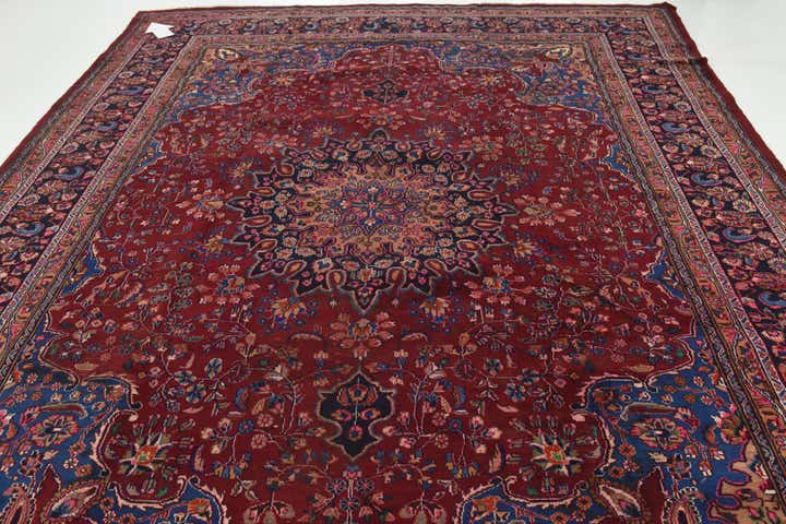 9' 7 x 12' 6 Hand Knotted Mashad Persian Wool Rug