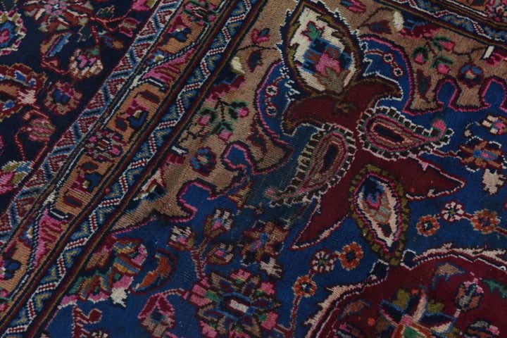 9' 7 x 12' 6 Hand Knotted Mashad Persian Wool Rug