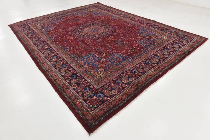 Detail image of 9' 7 x 12' 6 Hand Knotted Mashad Persian Wool Rug