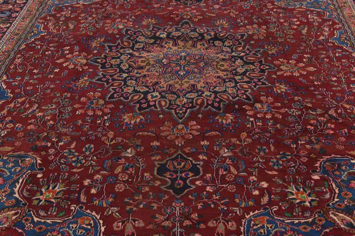 9' 7 x 12' 6 Hand Knotted Mashad Persian Wool Rug