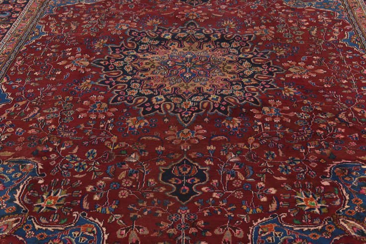 Detail image of 9' 7 x 12' 6 Hand Knotted Mashad Persian Wool Rug