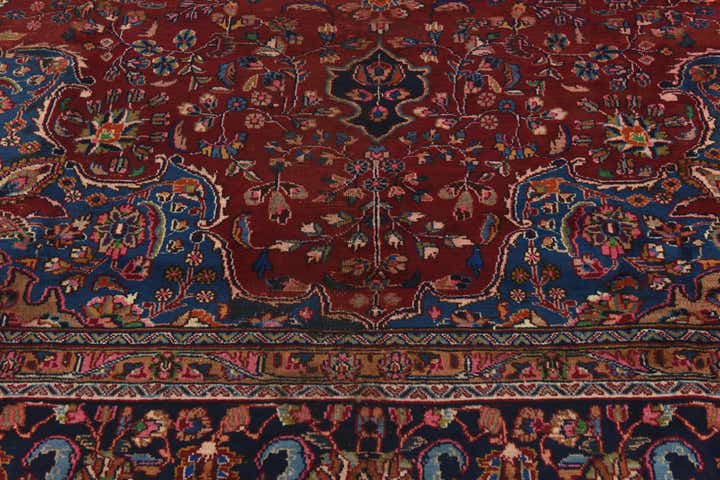 9' 7 x 12' 6 Hand Knotted Mashad Persian Wool Rug