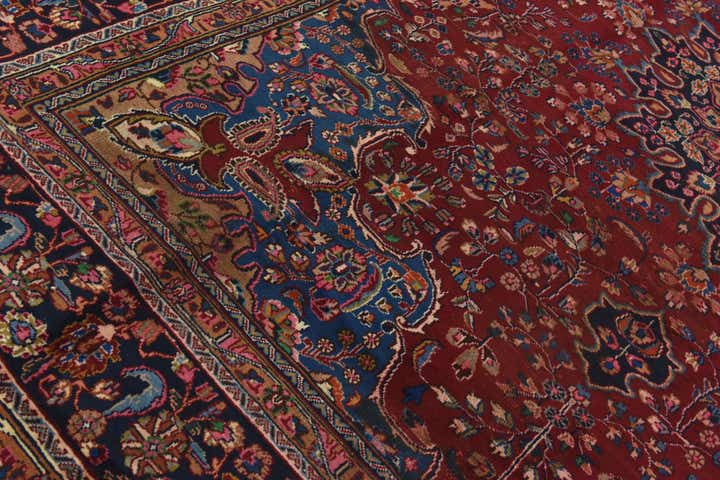 9' 7 x 12' 6 Hand Knotted Mashad Persian Wool Rug
