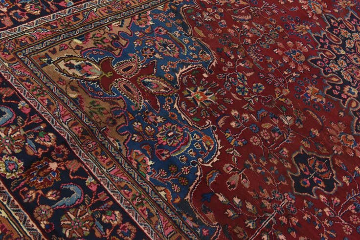 Detail image of 9' 7 x 12' 6 Hand Knotted Mashad Persian Wool Rug