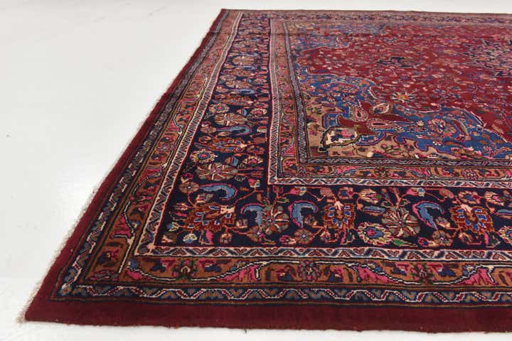 9' 7 x 12' 6 Hand Knotted Mashad Persian Wool Rug