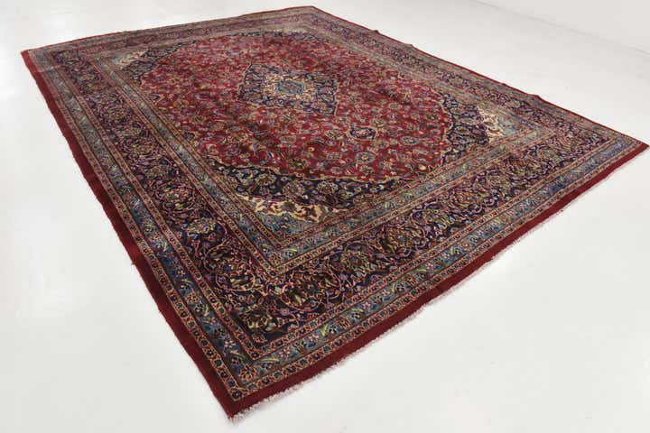 10' x 12' 8 Hand Knotted Mashad Persian Wool Rug