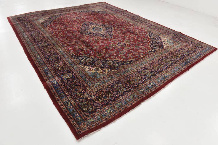 Detail image of 10' x 12' 8 Hand Knotted Mashad Persian Wool Rug