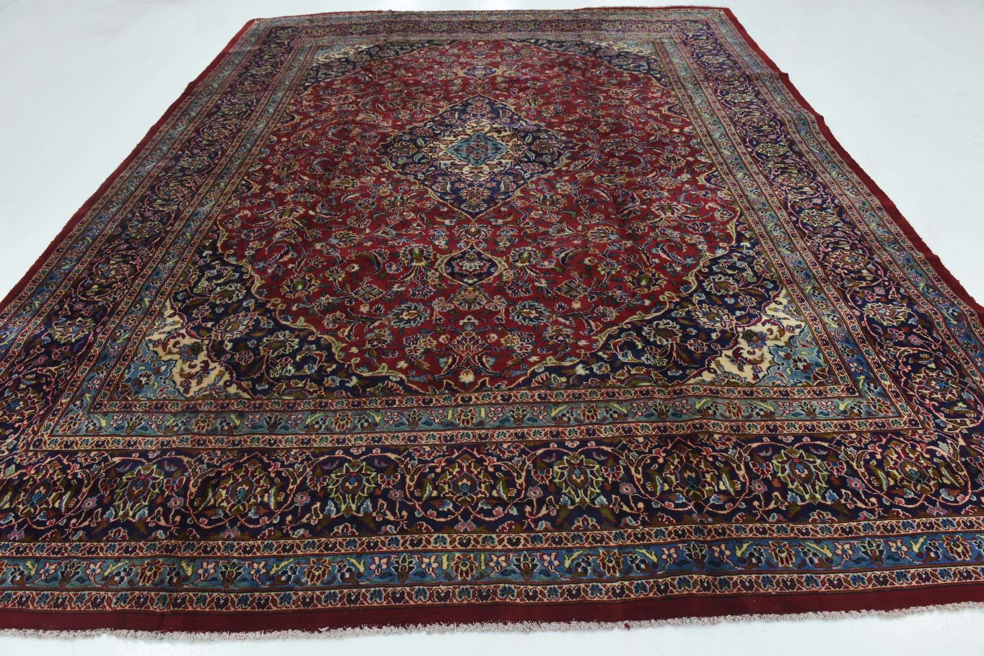 10' x 12' 8 Hand Knotted Mashad Persian Wool Rug