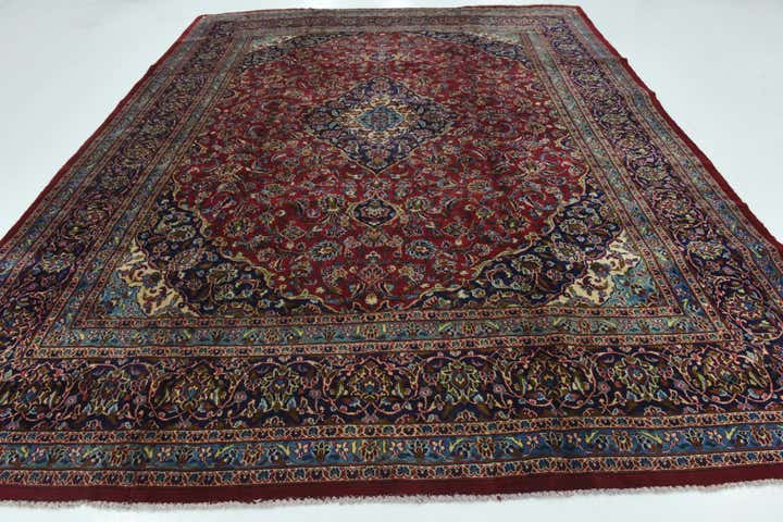 10' x 12' 8 Hand Knotted Mashad Persian Wool Rug