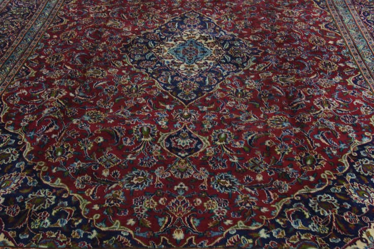 Detail image of 10' x 12' 8 Hand Knotted Mashad Persian Wool Rug