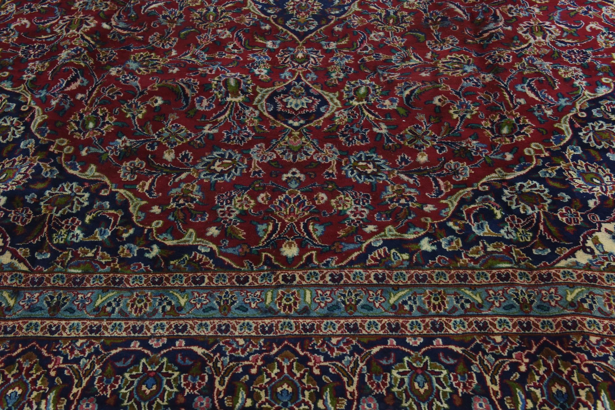 10' x 12' 8 Hand Knotted Mashad Persian Wool Rug