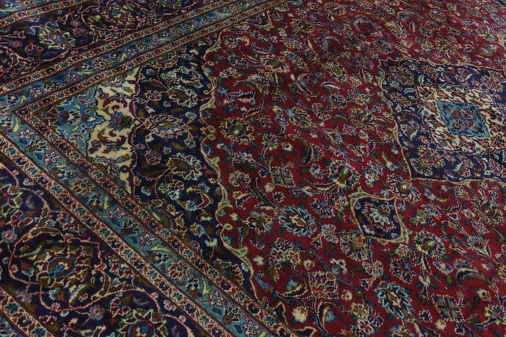 Detail image of 10' x 12' 8 Hand Knotted Mashad Persian Wool Rug