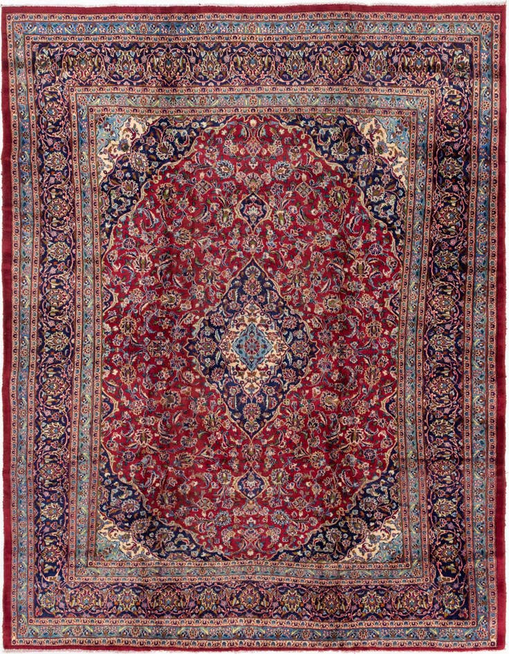 Detail image of 10' x 12' 8 Hand Knotted Mashad Persian Wool Rug