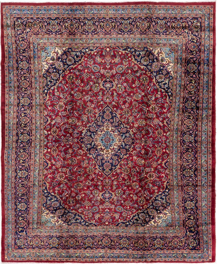 Detail image of 10' x 12' 8 Hand Knotted Mashad Persian Wool Rug