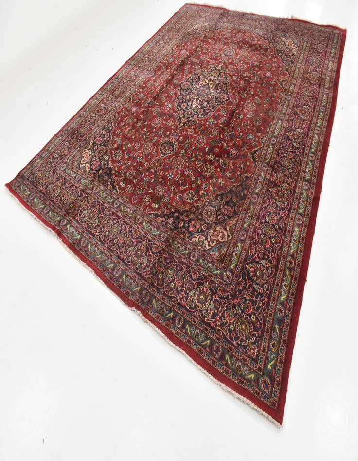 Detail image of 9' 8 x 12' 6 Hand Knotted Mashad Persian Wool Rug