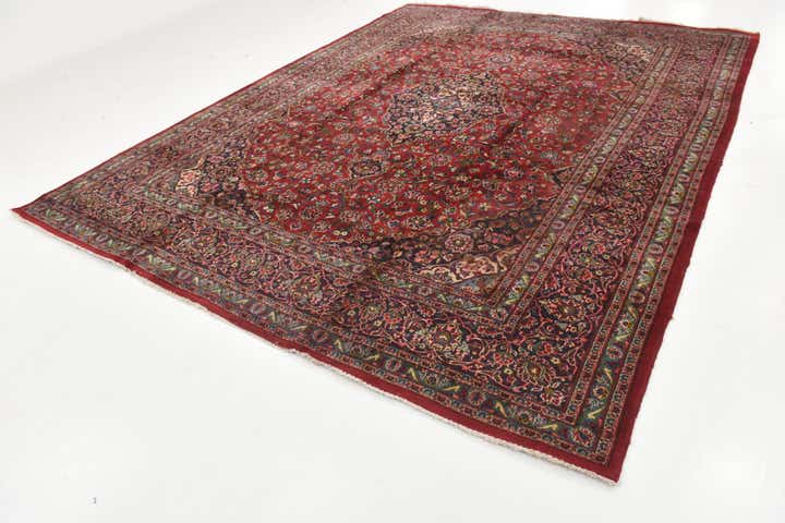 9' 8 x 12' 6 Hand Knotted Mashad Persian Wool Rug