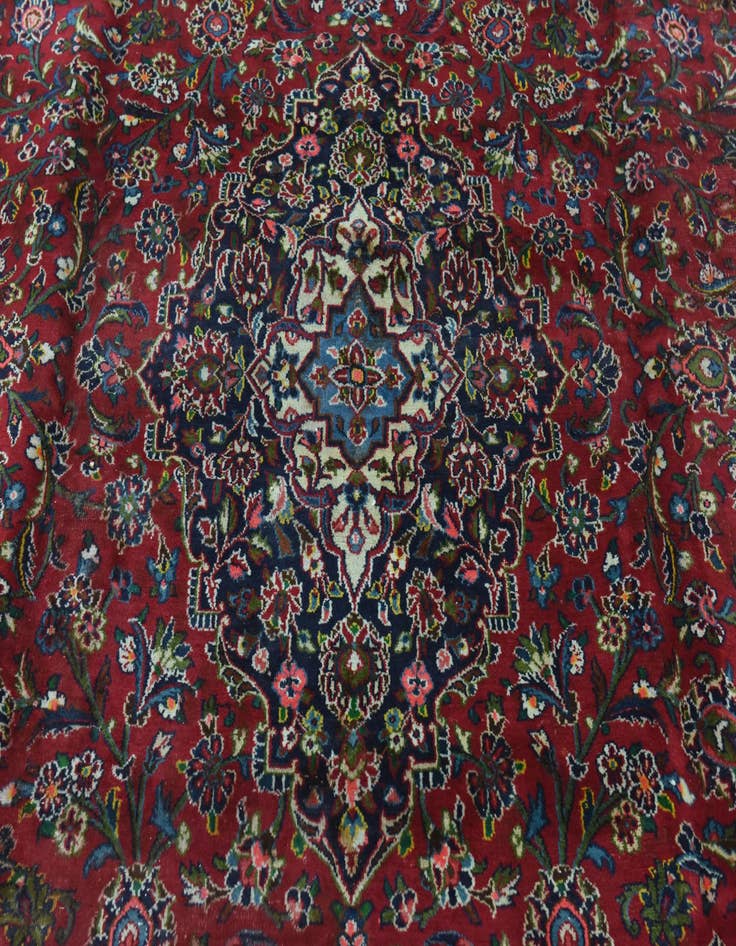 Detail image of 9' 8 x 12' 6 Hand Knotted Mashad Persian Wool Rug