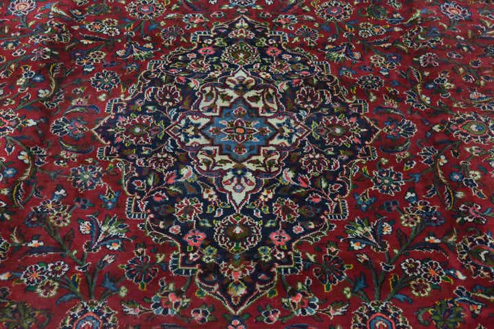 9' 8 x 12' 6 Hand Knotted Mashad Persian Wool Rug