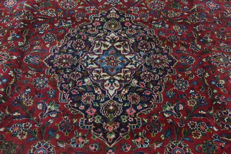 Detail image of 9' 8 x 12' 6 Hand Knotted Mashad Persian Wool Rug