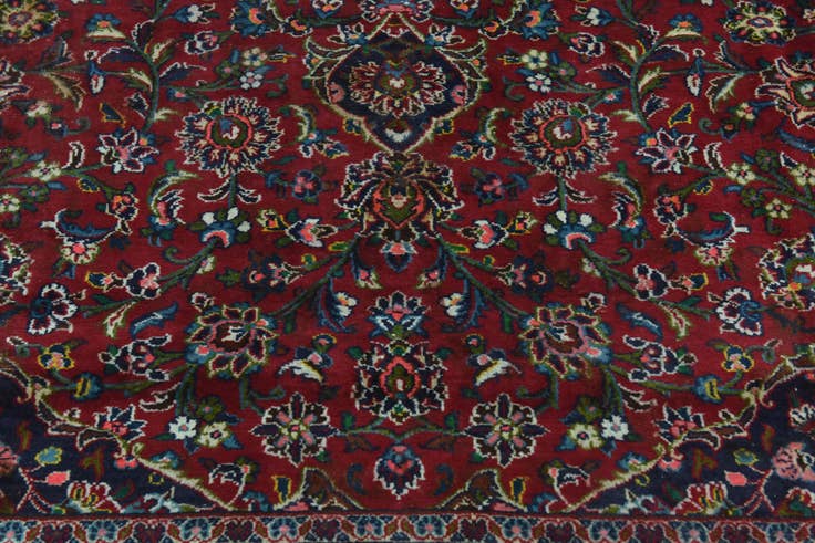 Detail image of 9' 8 x 12' 6 Hand Knotted Mashad Persian Wool Rug