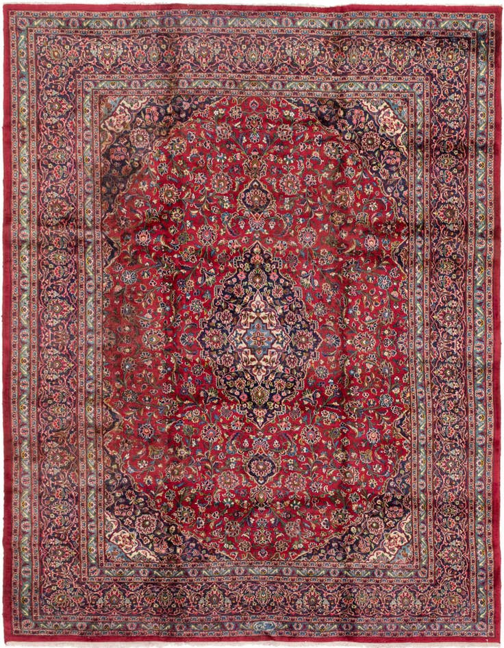 Detail image of 9' 8 x 12' 6 Hand Knotted Mashad Persian Wool Rug