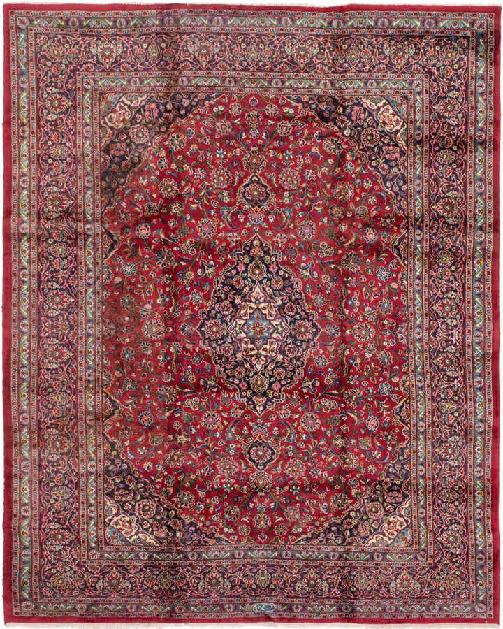 9' 8 x 12' 6 Hand Knotted Mashad Persian Wool Rug