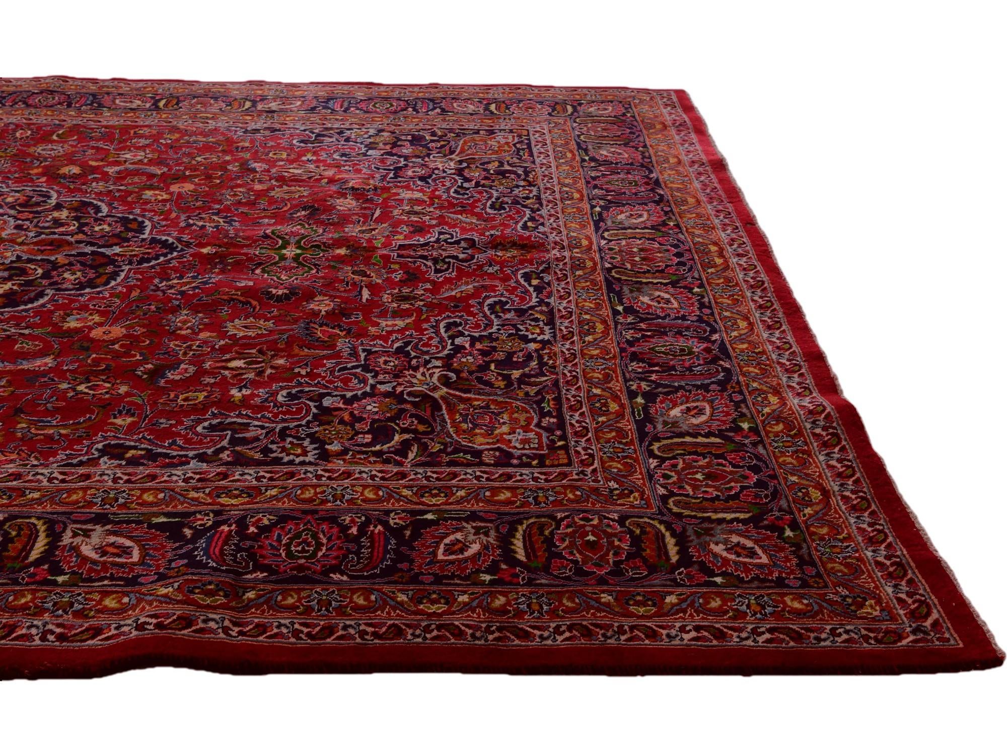 9' 10 x 12' 9 Hand Knotted Mashad Persian Wool Rug