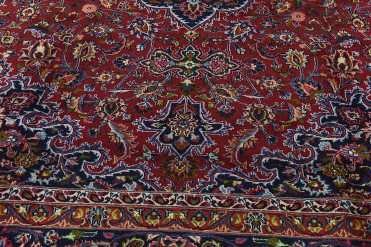 Detail image of 9' 10 x 12' 9 Hand Knotted Mashad Persian Wool Rug