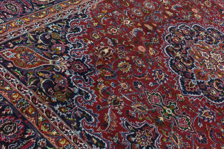 Detail image of 9' 10 x 12' 9 Hand Knotted Mashad Persian Wool Rug