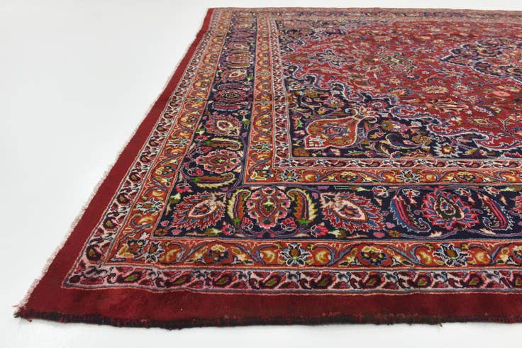 Detail image of 9' 10 x 12' 9 Hand Knotted Mashad Persian Wool Rug