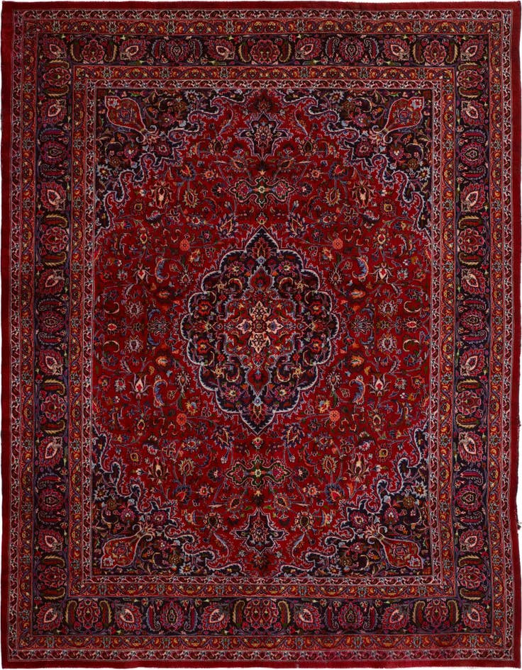 Detail image of 9' 10 x 12' 9 Hand Knotted Mashad Persian Wool Rug