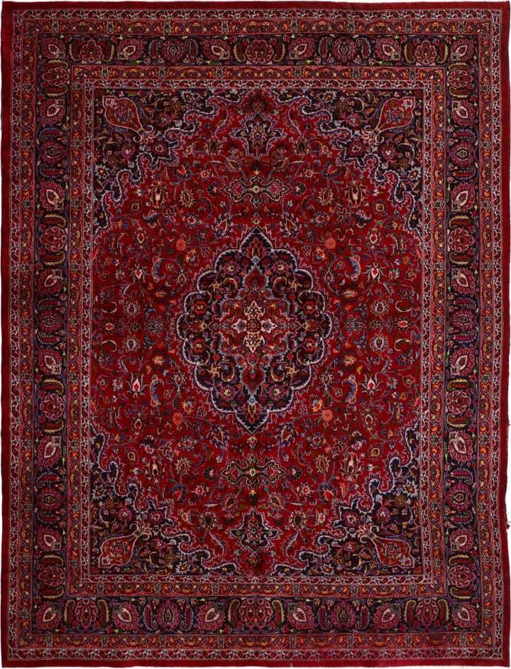 9' 10 x 12' 9 Hand Knotted Mashad Persian Wool Rug