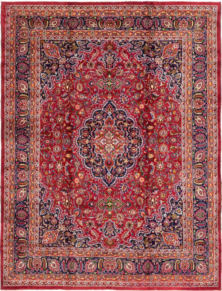 9' 10 x 12' 9 Hand Knotted Mashad Persian Wool Rug