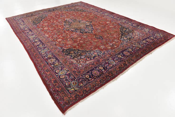 Detail image of 9' 8 x 12' 6 Hand Knotted Mashad Persian Wool Rug