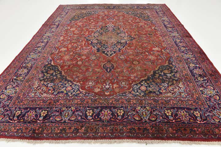 9' 8 x 12' 6 Hand Knotted Mashad Persian Wool Rug